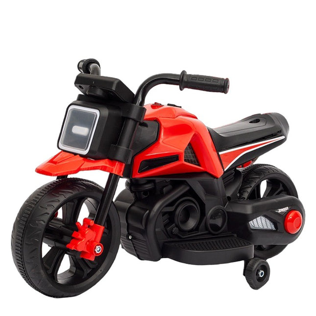 Motocicleta Electrica cu 2 Roti Mari si 2 Roti Ajutatoare, Acumulator Incarcare, Anti-Rasturnare, Lumini, Muzica, Motor:380, Baterie 6V4.5, 41.5x70x34 cm, 4.5 Kg, 3 Ani+