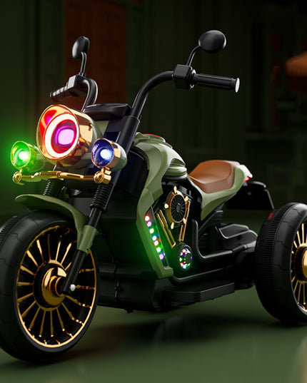 Tricicleta Electrica pentru Copii, cu 2 Acumulatoare , 6V 4.5, Bluetooth, Sistem Anti-Rasturnare, Sistem de Lumini si Sunet, 6-8 Ani