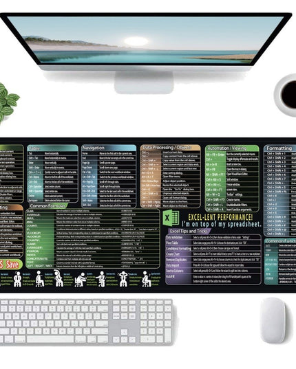 Mousepad cu Suport Tastatura, Covoras pentru Masa de Birou cu Formule si Scurtaturi pentru Excel, Rezistent la Zgirieturi si Antiderapant , Model 1