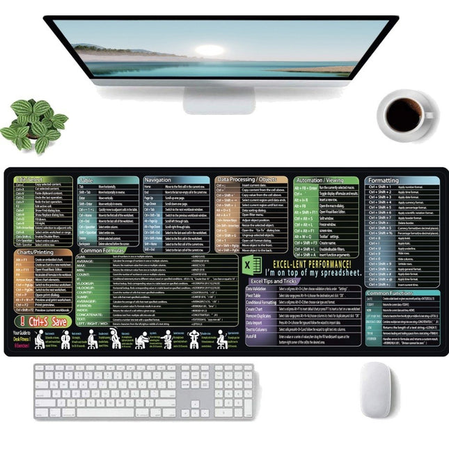 Mousepad cu Suport Tastatura, Covoras pentru Masa de Birou cu Formule si Scurtaturi pentru Excel, Rezistent la Zgirieturi si Antiderapant , Model 1