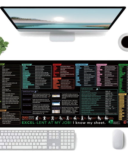 Mousepad cu Suport Tastatura, Covoras pentru Masa de Birou cu Formule si Scurtaturi pentru Excel, Rezistent la Zgirieturi si Antiderapant , Model 2