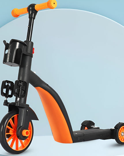 Bicicleta 1, Transformabila, Multifunctionala, Reglare Inaltime, cu Maner de Impingere Detasabil, Tricicleta, Trotineta, 3 Roti, Pedale, Cosulet, 3-6 Ani