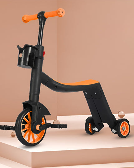 Bicicleta 1, Transformabila, Multifunctionala, Reglare Inaltime, cu Maner de Impingere Detasabil, Tricicleta, Trotineta, 3 Roti, Pedale, Cosulet, 3-6 Ani