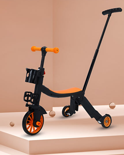 Bicicleta 1, Transformabila, Multifunctionala, Reglare Inaltime, cu Maner de Impingere Detasabil, Tricicleta, Trotineta, 3 Roti, Pedale, Cosulet, 3-6 Ani