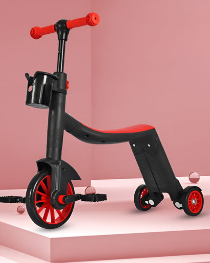 Bicicleta 1, Transformabila, Multifunctionala, Reglare Inaltime, cu Maner de Impingere Detasabil, Tricicleta, Trotineta, 3 Roti, Pedale, Cosulet, 3-6 Ani