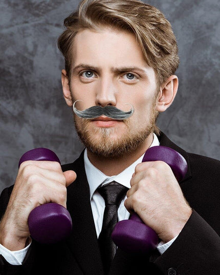 Mustata Falsa pentru Deghizari, Petreceri Tematice, din Panza, Autoadeziv,Model Grizonat 1