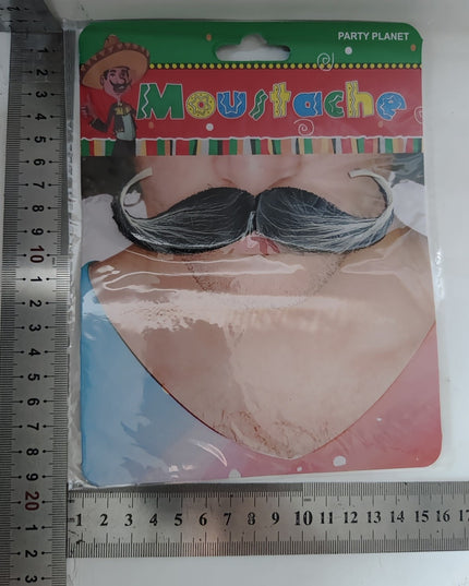 Mustata Falsa pentru Deghizari, Petreceri Tematice, din Panza, Autoadeziv,Model Grizonat 1