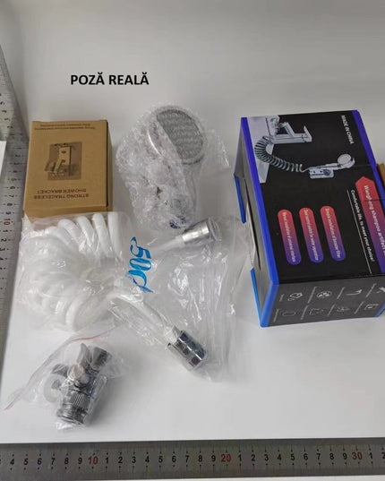 Extensie de Dus, pentru Baterie Baie sau Bucatarie, 4 Piese, Filtru de Ioni Negativi, Furtun Flexibil de 1.5 Metri