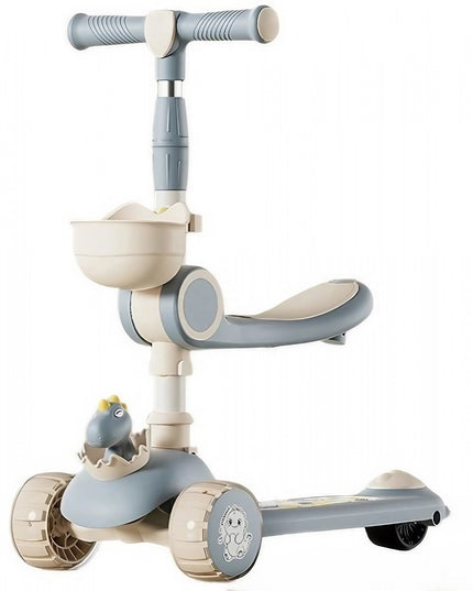 Trotineta Multifunctionala 3 in 1, pentru Copii, 1-7 Ani, cu Lumini si Muzica, Reglabil 360, Pliere Usoara, Reglarea Inaltimii, Model Dinozaur, /
