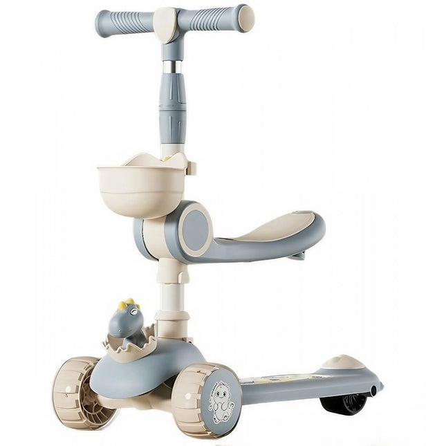 Trotineta Multifunctionala 3 in 1, pentru Copii, 1-7 Ani, cu Lumini si Muzica, Reglabil 360, Pliere Usoara, Reglarea Inaltimii, Model Dinozaur, /