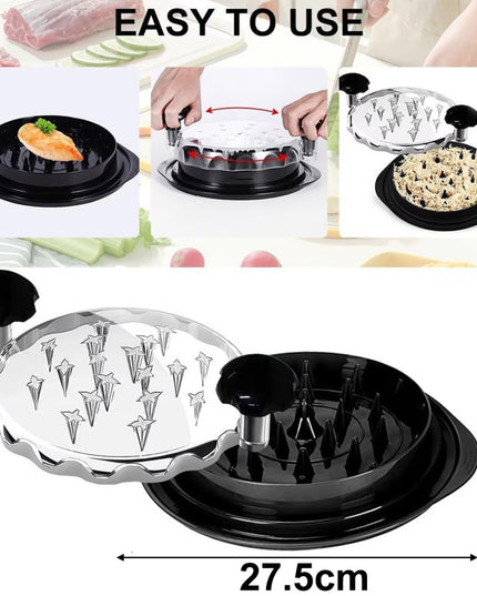 Tocator Manual pentru Carne, cu Capac , Tocator de Pui Antiderapant, Manere Ergonomice, 25 x 25 x 5.5 cm