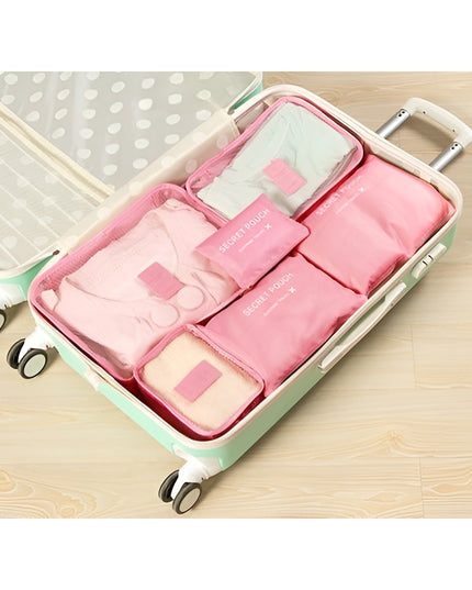 6 Genți de Calatorie, pentru Depozitare, Impermeabile, Organizator, Multifuncționale, Design cu Plasa, Pliabile, Fermoar, Dimensiuni Diferite