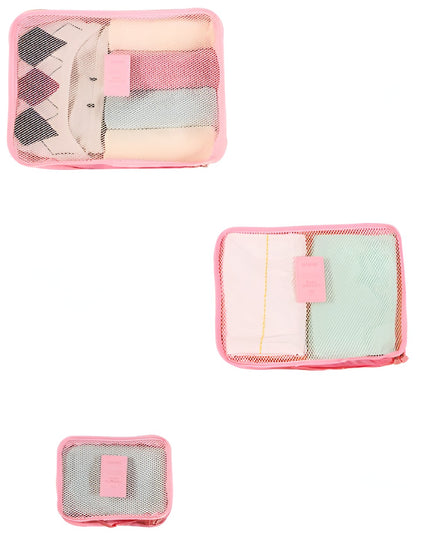 6 Genți de Calatorie, pentru Depozitare, Impermeabile, Organizator, Multifuncționale, Design cu Plasa, Pliabile, Fermoar, Dimensiuni Diferite