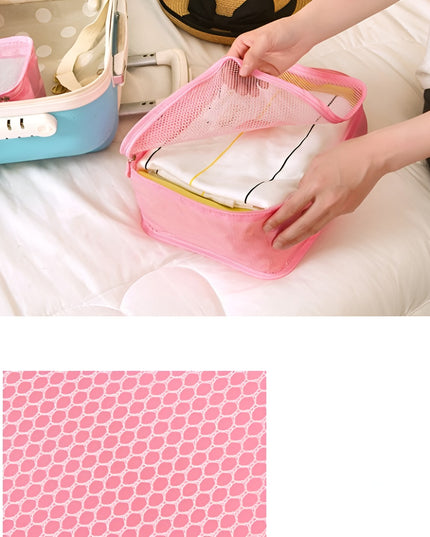 6 Genți de Calatorie, pentru Depozitare, Impermeabile, Organizator, Multifuncționale, Design cu Plasa, Pliabile, Fermoar, Dimensiuni Diferite