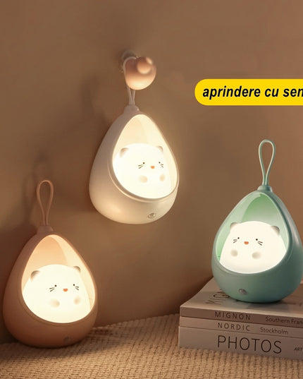 Lampa de veghe portabila cu 2 moduri de functionare silicon non-toxic, reincarcabila USB, senzor miscare