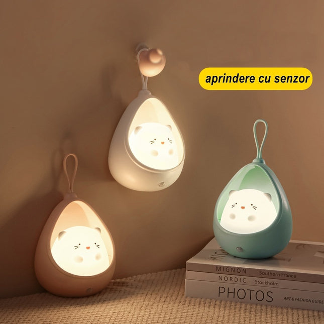 Lampa de veghe portabila cu 2 moduri de functionare silicon non-toxic, reincarcabila USB, senzor miscare