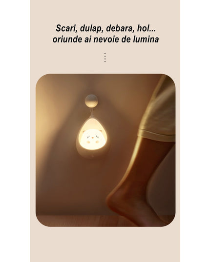 Lampa de veghe portabila cu 2 moduri de functionare silicon non-toxic, reincarcabila USB, senzor miscare