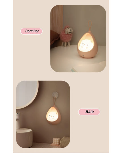 Lampa de veghe portabila cu 2 moduri de functionare silicon non-toxic, reincarcabila USB, senzor miscare