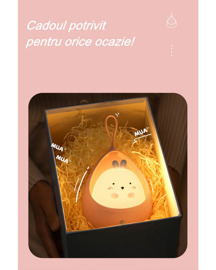 Lampa de veghe portabila cu 2 moduri de functionare silicon non-toxic, reincarcabila USB, senzor miscare