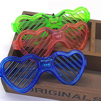Ochelari de Petrecere cu LED, Model Inima, din Plastic, 3 Moduri de Iluminat, Marime Universala