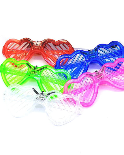 Ochelari de Petrecere cu LED, Model Inima, din Plastic, 3 Moduri de Iluminat, Marime Universala