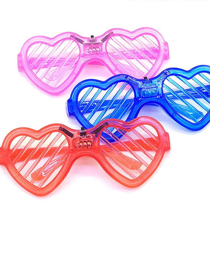 Ochelari de Petrecere cu LED, Model Inima, din Plastic, 3 Moduri de Iluminat, Marime Universala