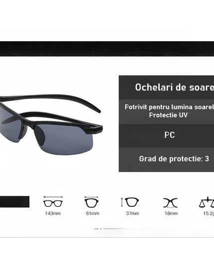 Ochelari de Soare, Polarizati, pentru Condus, Ciclism, 400 UV, cu Lentila Neagra pentru Protectie, Rama Neagra, Pc, 14 x 3.7 cm, 15.2 g