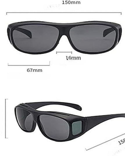 Ochelari de Soare, Polarizati, pentru Condus, Ciclism, cu Posibilitatea Purtarii peste Ochelarii de Vedere, 400 UV, cu Lentila Neagra pentru Protectie, Rama Neagra, 15x5 cm