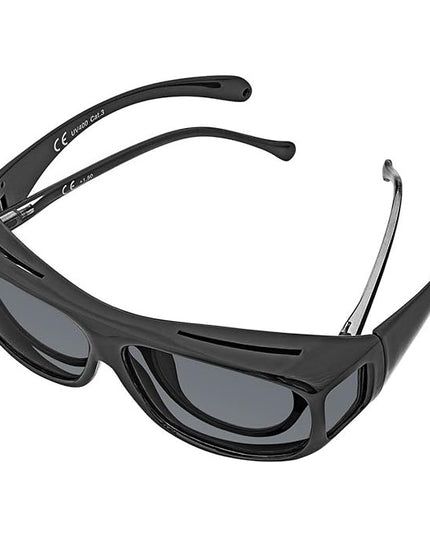 Ochelari de Soare, Polarizati, pentru Condus, Ciclism, cu Posibilitatea Purtarii peste Ochelarii de Vedere, 400 UV, cu Lentila Neagra pentru Protectie, Rama Neagra, 15x5 cm