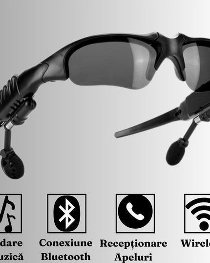 Ochelari de Soare Inteligenti, Lentile Polarizate, Conexiune Bluetooth 5.0, Functie Apelare, Redare Muzicala, Impermeabili IPX3, 12.5 x 17 x 4 cm