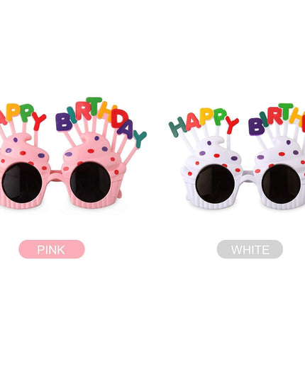 Ochelari Happy Birthday, Tematica Aniversare, Protectie Soare, din Plastic, Model Prajiturele