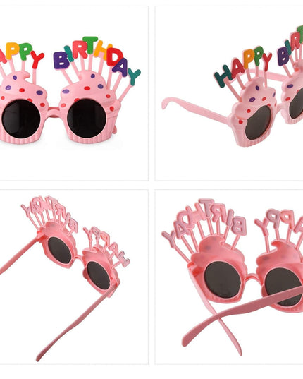 Ochelari Happy Birthday, Tematica Aniversare, Protectie Soare, din Plastic, Model Prajiturele