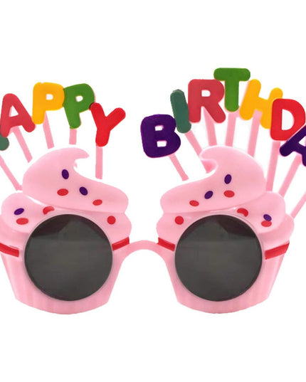 Ochelari Happy Birthday, Tematica Aniversare, Protectie Soare, din Plastic, Model Prajiturele