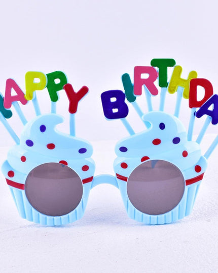 Ochelari Happy Birthday, Tematica Aniversare, Protectie Soare, din Plastic, Model Prajiturele