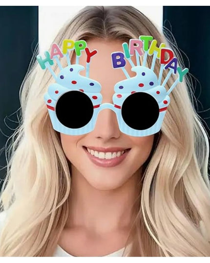 Ochelari Happy Birthday, Tematica Aniversare, Protectie Soare, din Plastic, Model Prajiturele