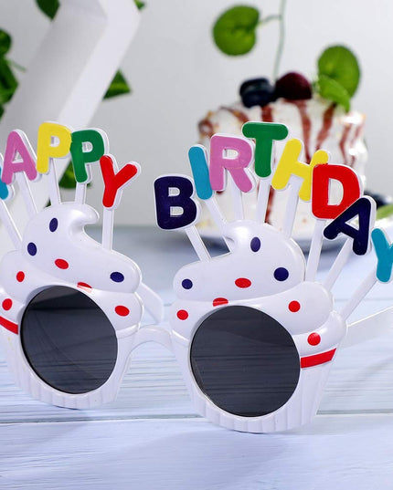 Ochelari Happy Birthday, Tematica Aniversare, Protectie Soare, din Plastic, Model Prajiturele
