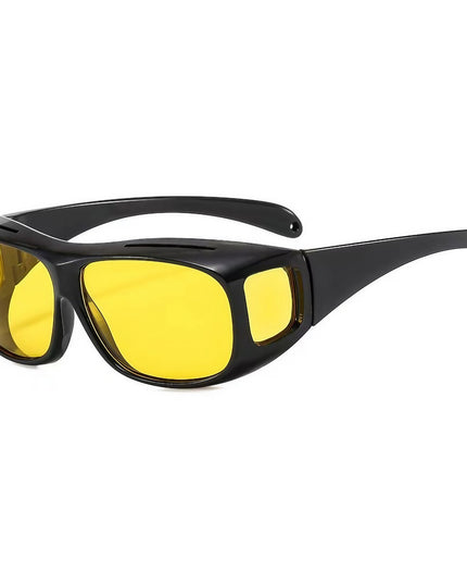 Ochelari pentru Viziune pe Timp de Noapte, Polarizati, pentru Condus, Ciclism, cu Posibilitatea Purtarii peste Ochelarii de Vedere, cu Lentila Galbena, pentru Protectie, Rama Neagra, Pc, 15x5 cm
