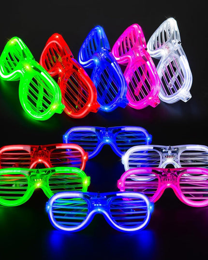 Ochelari de Petrecere cu LED, Model Grilaj, din Plastic, 3 Moduri de Iluminat, Marime Universala