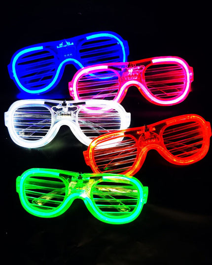 Ochelari de Petrecere cu LED, Model Grilaj, din Plastic, 3 Moduri de Iluminat, Marime Universala