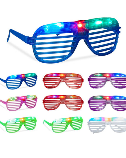 Ochelari de Petrecere cu LED, Model Grilaj, din Plastic, 3 Moduri de Iluminat, Marime Universala