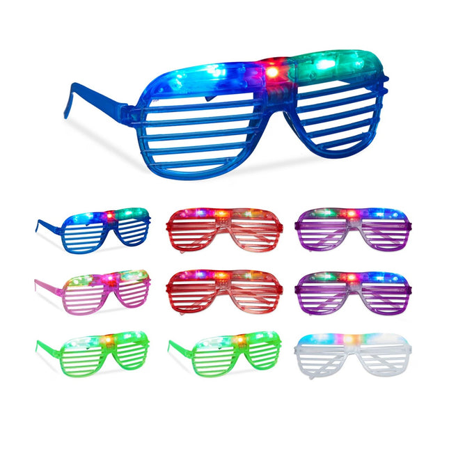 Ochelari de Petrecere cu LED, Model Grilaj, din Plastic, 3 Moduri de Iluminat, Marime Universala
