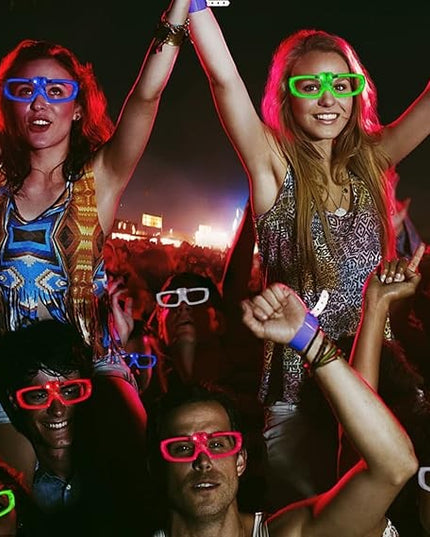 Ochelari de Petrecere cu LED, Model Neon, din Plastic, 3 Moduri de Iluminat, Marime Universala