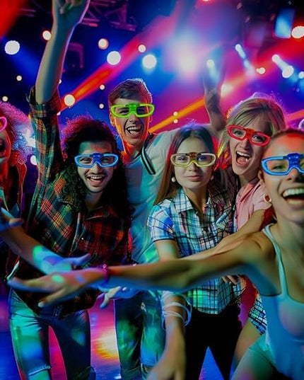 Ochelari de Petrecere cu LED, Model Neon, din Plastic, 3 Moduri de Iluminat, Marime Universala