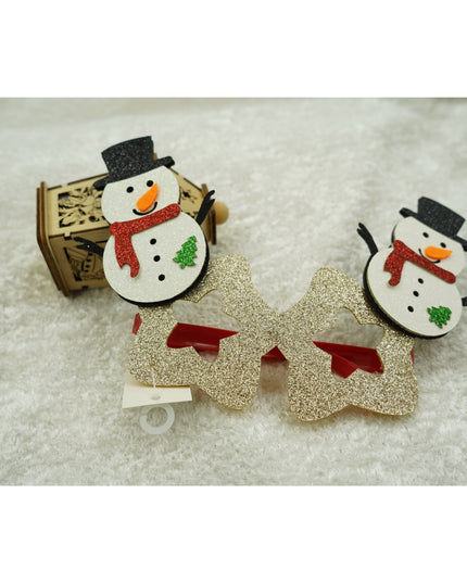 Ochelari petrecere de Craciun, forma de Stea cu Om de Zapada