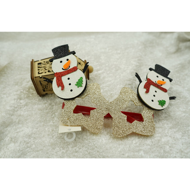 Ochelari petrecere de Craciun, forma de Stea cu Om de Zapada