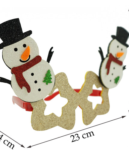 Ochelari petrecere de Craciun, forma de Stea cu Om de Zapada