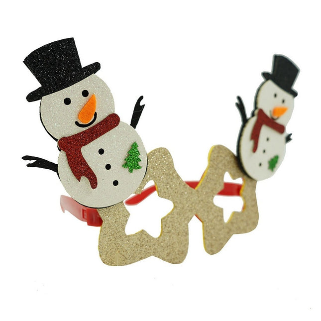 Ochelari petrecere de Craciun, forma de Stea cu Om de Zapada