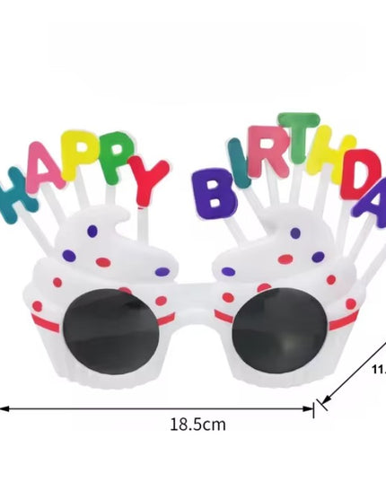 Ochelari Rotunzi Happy Birthday, Tematica Aniversare, Protectie Soare, din Plastic