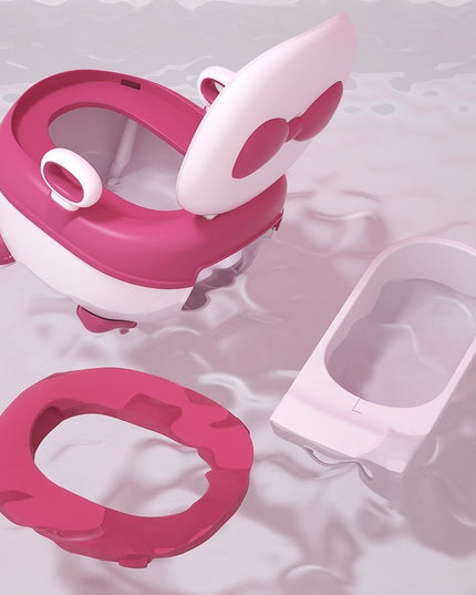 Olita pentru Copii, +1an, Portabila, Design cu Fundita, cu Capac, Model Prietenos, Non-Toxic, Compartiment Detasabil, cu Manere, cu 4 Picioare, Usor de Curatat