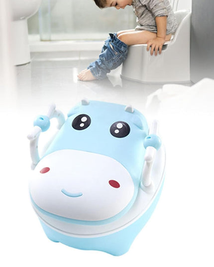 Olita pentru Copii, +1an, Portabila, Design Vacuta cu Capac, Model Prietenos, Non-Toxic, cu Manere, Compartiment Detasabil, Perie Inclusa, Usor de Curatat